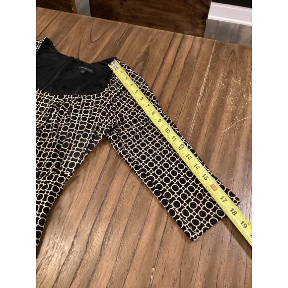 David Meister geo print Sheath a line Dress 3/4 Sleeve Front Tie Knee Length 10 - Picture 8 of 9